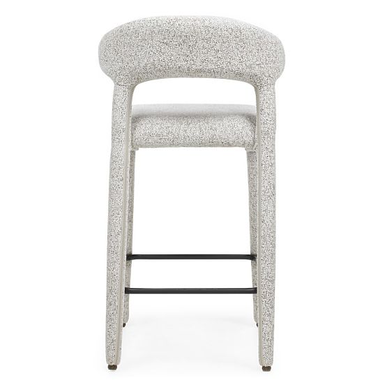 Upholstered Bar Stool Hiroki, Beige-Grey Melange