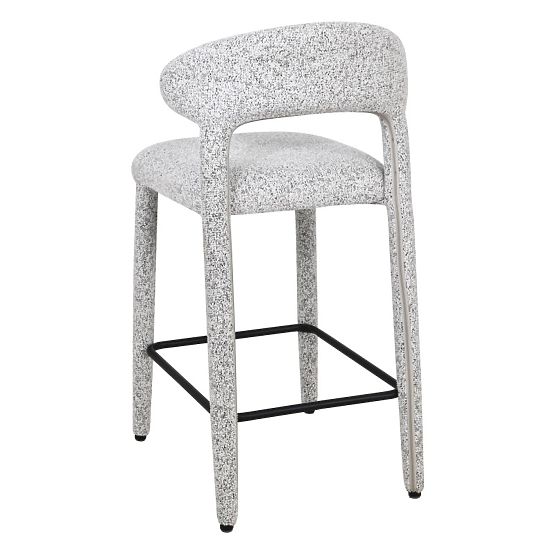 Upholstered Bar Stool Hiroki, Beige-Grey Melange