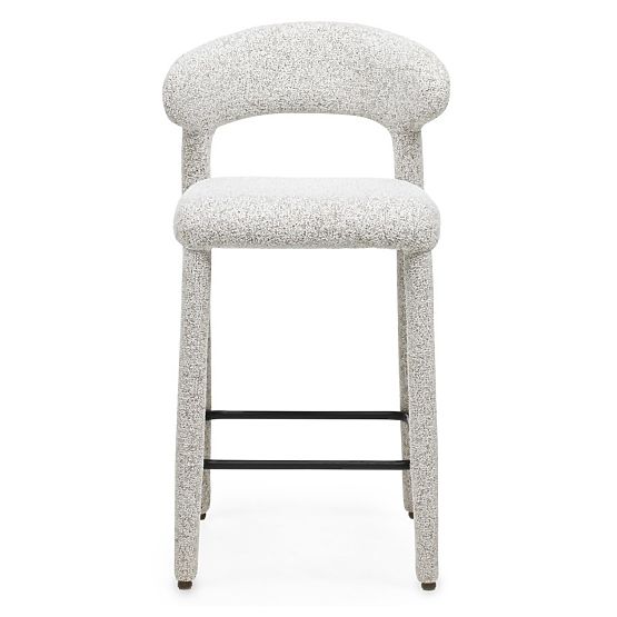 Upholstered Bar Stool Hiroki, Beige-Grey Melange