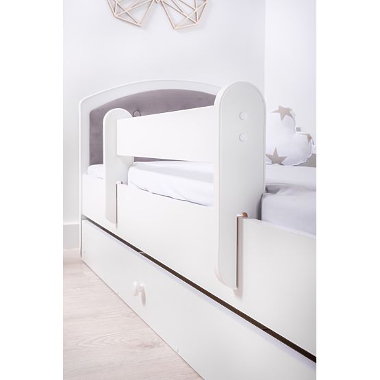 Upholstered Bed Luna with Guardrail - Dark Gray