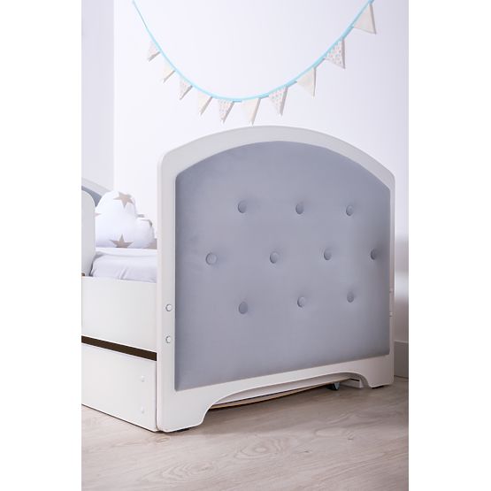 Upholstered Bed Luna with Guardrail - Light Grey
