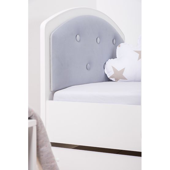 Upholstered Bed Luna with Guardrail - Light Grey