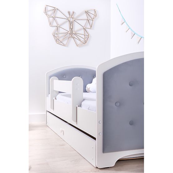 Upholstered Bed Luna with Guardrail - Light Grey
