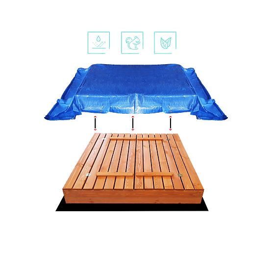 Closable Sandbox with Benches 140 x 140 - Impregnated