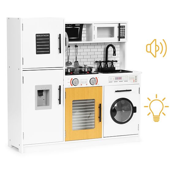 Large Wooden Play Kitchen for Kids + Sounds and Lights ECOTOYS
