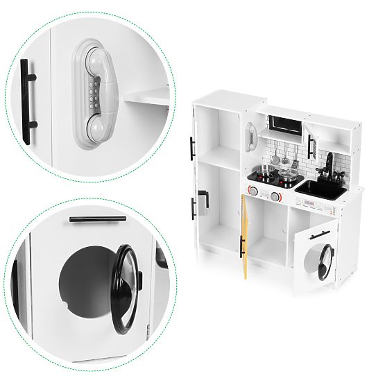 Large Wooden Play Kitchen for Kids + Sounds and Lights ECOTOYS