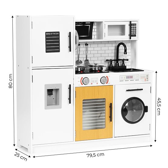 Large Wooden Play Kitchen for Kids + Sounds and Lights ECOTOYS