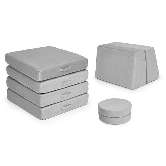 Large Modular Folding Sofa for Kids DIY 8 Soft Cushions - Gray ECOTOYS