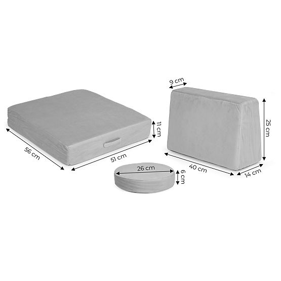 Large Modular Folding Sofa for Kids DIY 8 Soft Cushions - Gray ECOTOYS