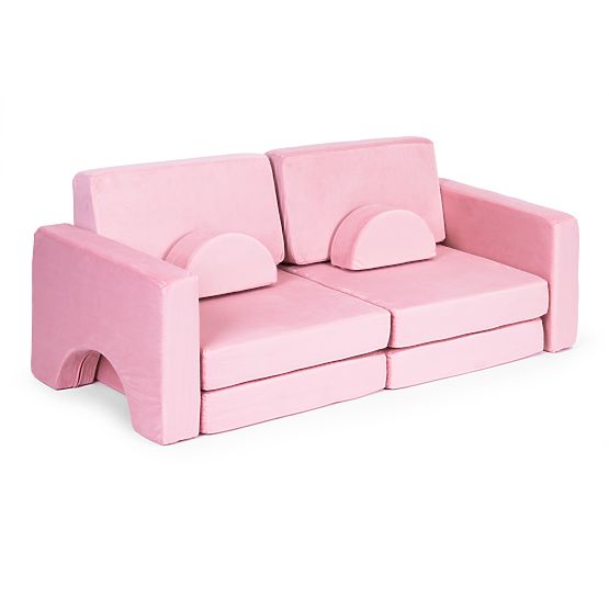 Large Modular Folding Sofa for Children for 2 Persons DIY 10 Soft Cushions - Pink ECOTOYS