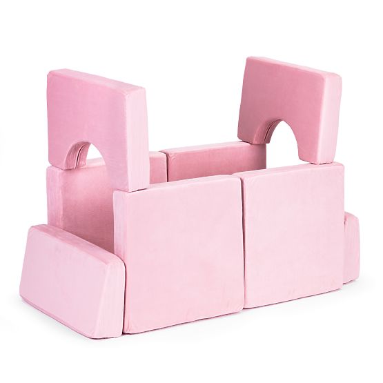 Large Modular Folding Sofa for Children for 2 Persons DIY 10 Soft Cushions - Pink ECOTOYS