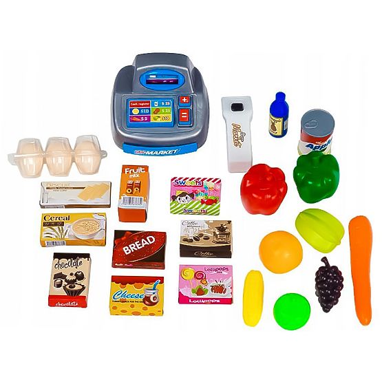 Large Store with Cash Register Supermarket Stand for Kids with Cash Register, Scale, and Scanner