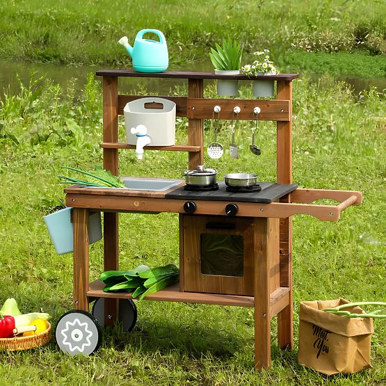 Outdoor Mud Kitchen for Kids with Accessories Fir Wood ECOTOYS