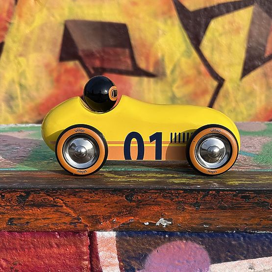 Vilac Wooden Car Old Sport Compet Yellow