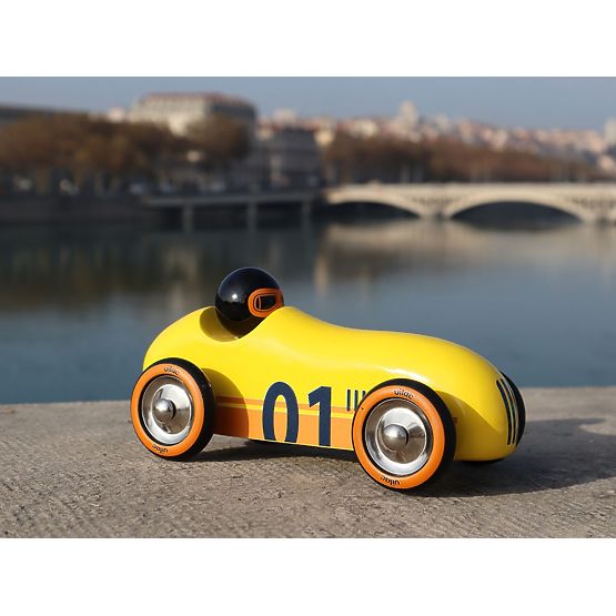 Vilac Wooden Car Old Sport Compet Yellow