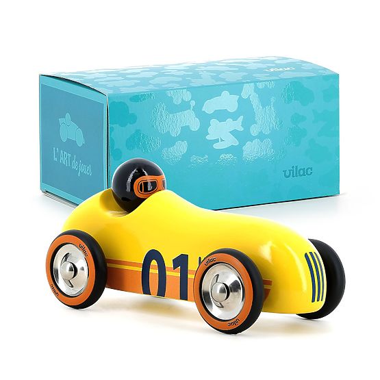 Vilac Wooden Car Old Sport Compet Yellow