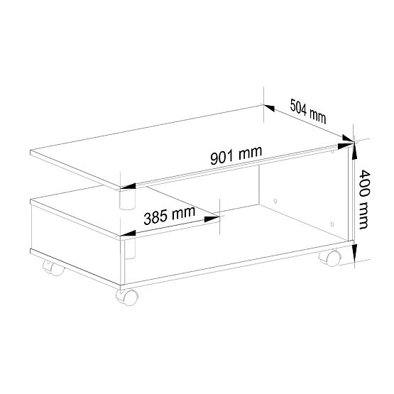 VINI WHITE COFFEE TABLE ON WHEELS