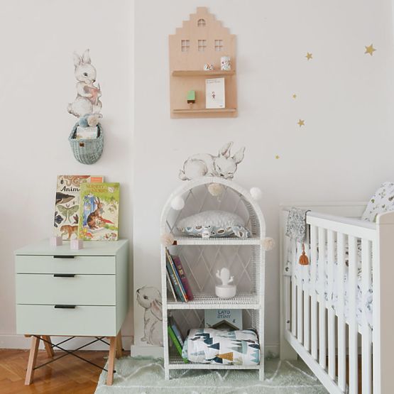 Wall decoration DEKORNIK Happy rabbits white