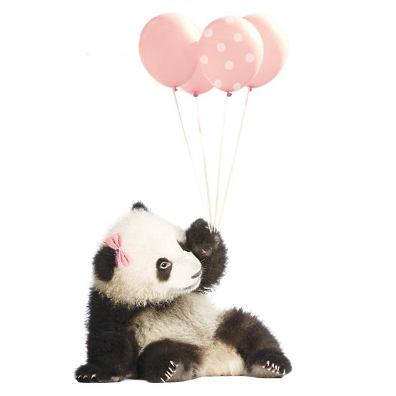 Wall decoration DEKORNIK - panda with pink balloons