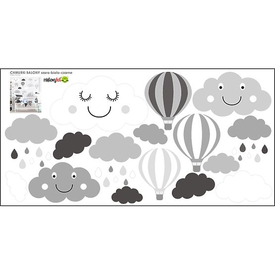 Wall Decoration - Grey-White Clouds and Balloons