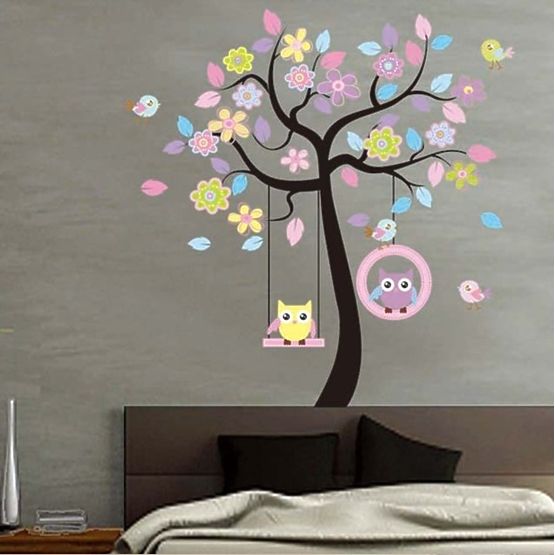 Wall Decoration - Owls on Swings