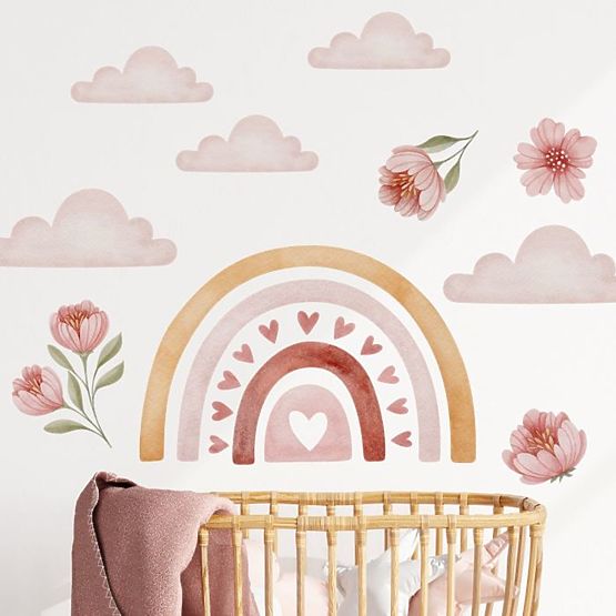 Wall sticker - Rainbow with flowers