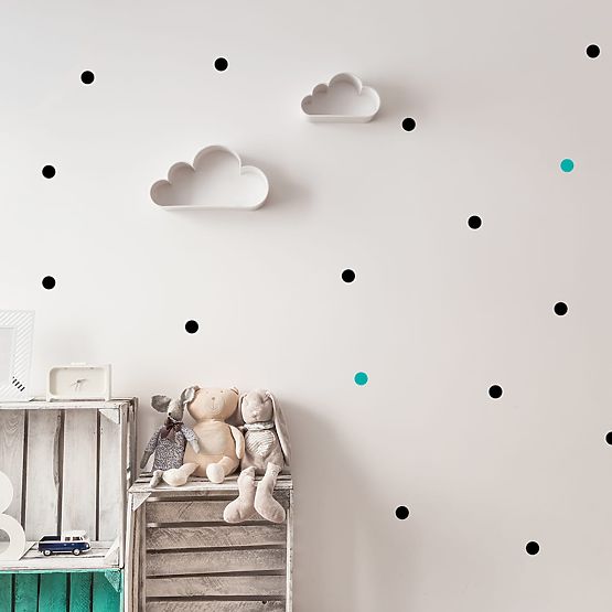 Set of wall stickers - Beige polka dots
