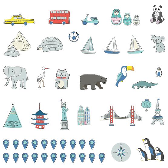Wall sticker World map - mint