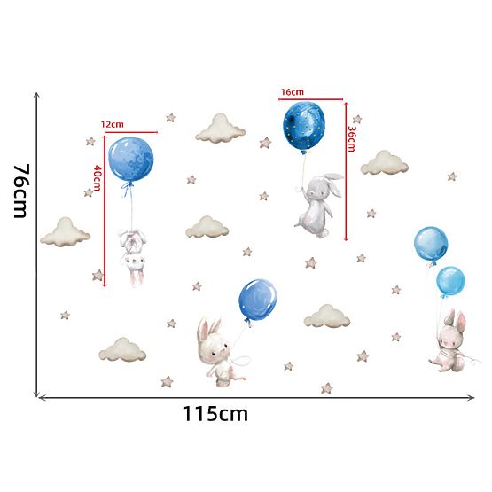 Wall stickers - Rabbit with balloons