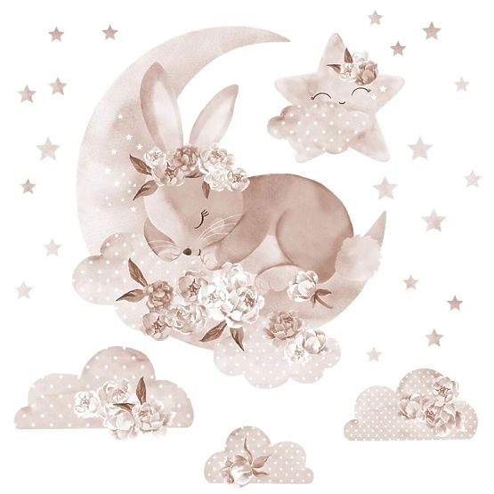 Wall Stickers - Sleeping Bunny in Clouds