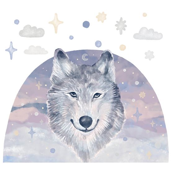 Wall Stickers - Wolf on a Rainbow Background