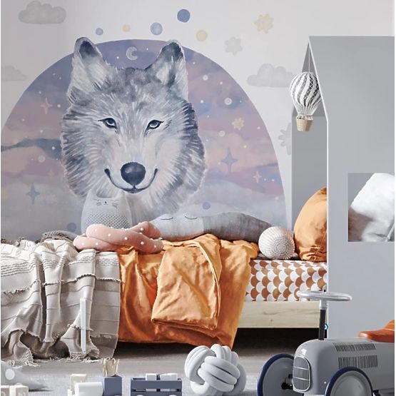 Wall Stickers - Wolf on a Rainbow Background