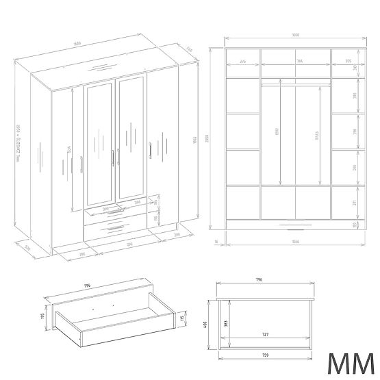 Wardrobe Romana 160X205 CASHMERE BEIGE
