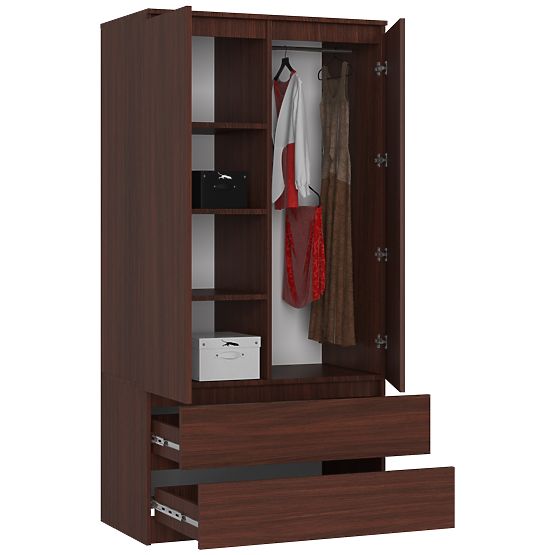 WARDROBE S 90 cm 2 DOORS 2 DRAWERS PK WENGE
