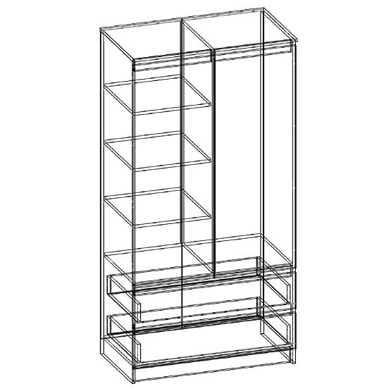 WARDROBE S 90 cm 2 DOORS 2 DRAWERS PK WENGE / SONOMA