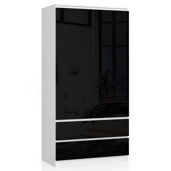 WARDROBE S90 2D 2SZ CLP PK BLACK GLOSS