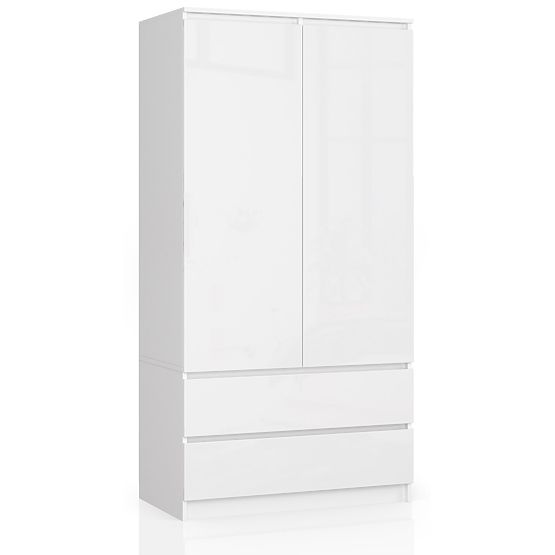 WARDROBE S90 2D 2SZ CLP PK WHITE GLOSS