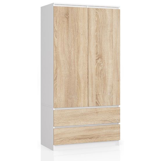WARDROBE S90 2D 2SZ CLP PK WHITE / SONOMA