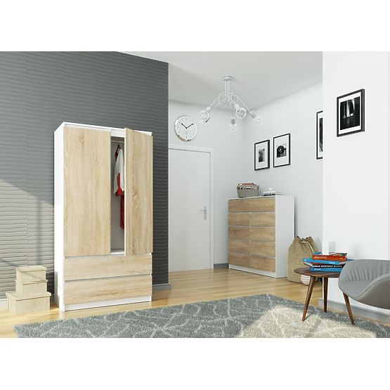 WARDROBE S90 2D 2SZ CLP PK WHITE / SONOMA