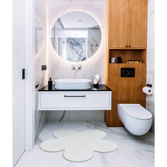 Washable SHAPE 3106 Flower Shaggy Rug - Ivory Plush, Non-slip