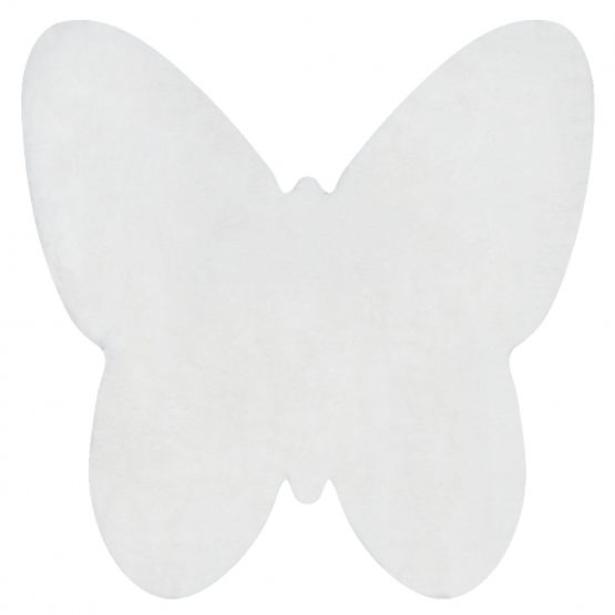 Washable SHAPE 3150 Butterfly Shaggy Rug - Ivory Plush, Non-slip