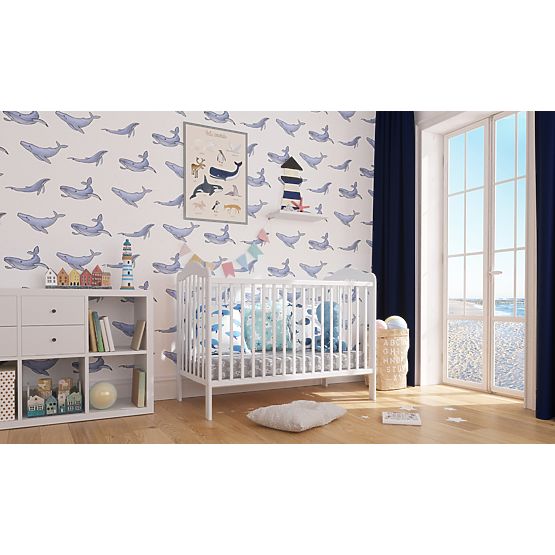 Alek Baby Crib with Removable Bars - White