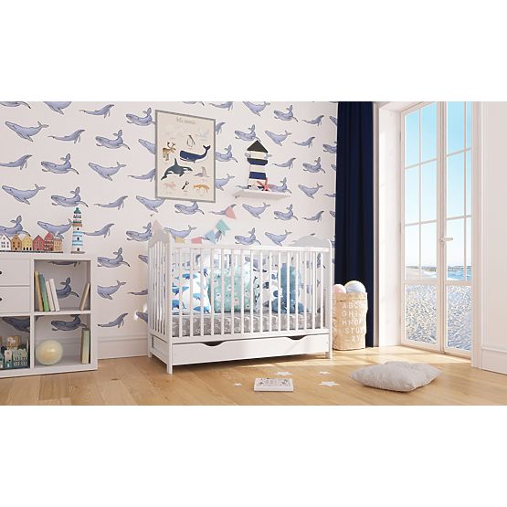 Alek Baby Crib with Removable Bars - White