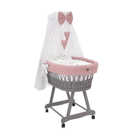 Wicker Baby Cradle with Circus Bedding Set