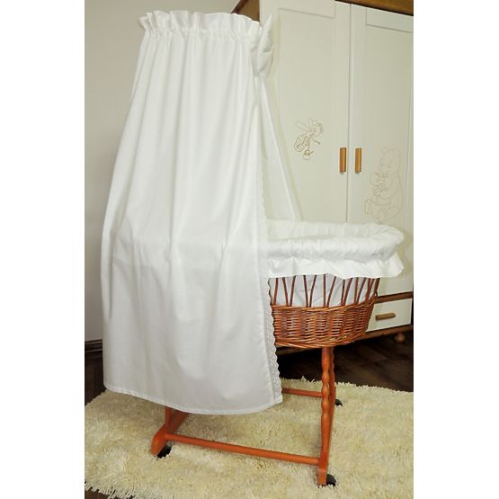 Wicker basket for baby with lace set bedding