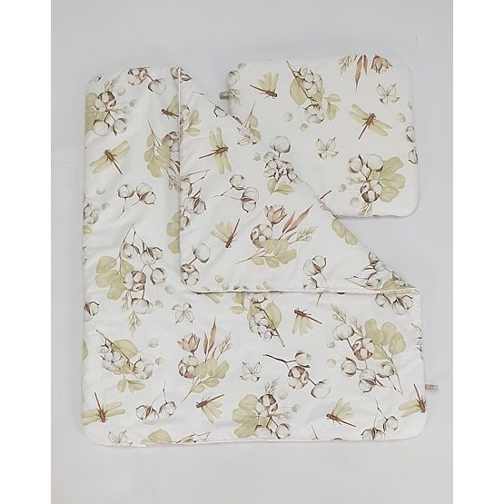 Wicker Cradle with Baby Bedding - Cotton Flowers