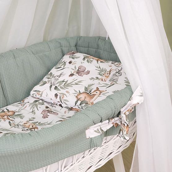 Wicker Cradle with Baby Set - Forest Animals