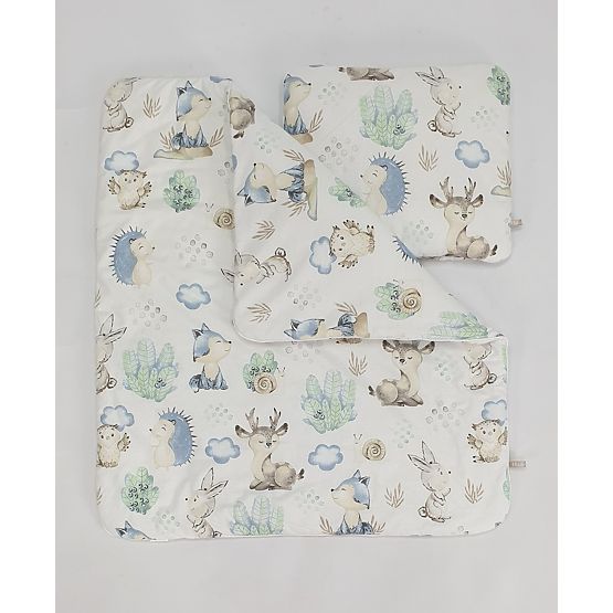 Wicker Baby Crib with Bedding Set - Hedgehog