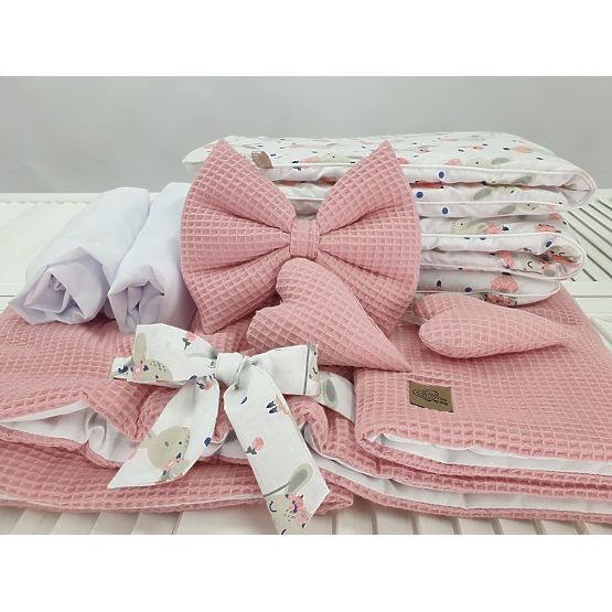 Wicker Baby Cradle with Bunny Bedding Set