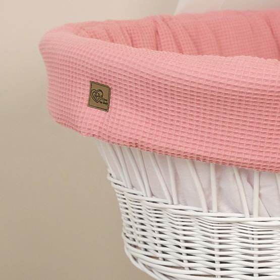 Wicker Baby Cradle with Bunny Bedding Set